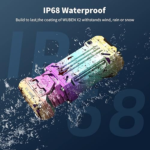 Miniatura 8 de WUBEN X2 - Linterna de bolsillo para exteriores de 2,500 lúmenes altos, linterna recargable de 175 para EDC, camping, caminata nocturna, emergencia