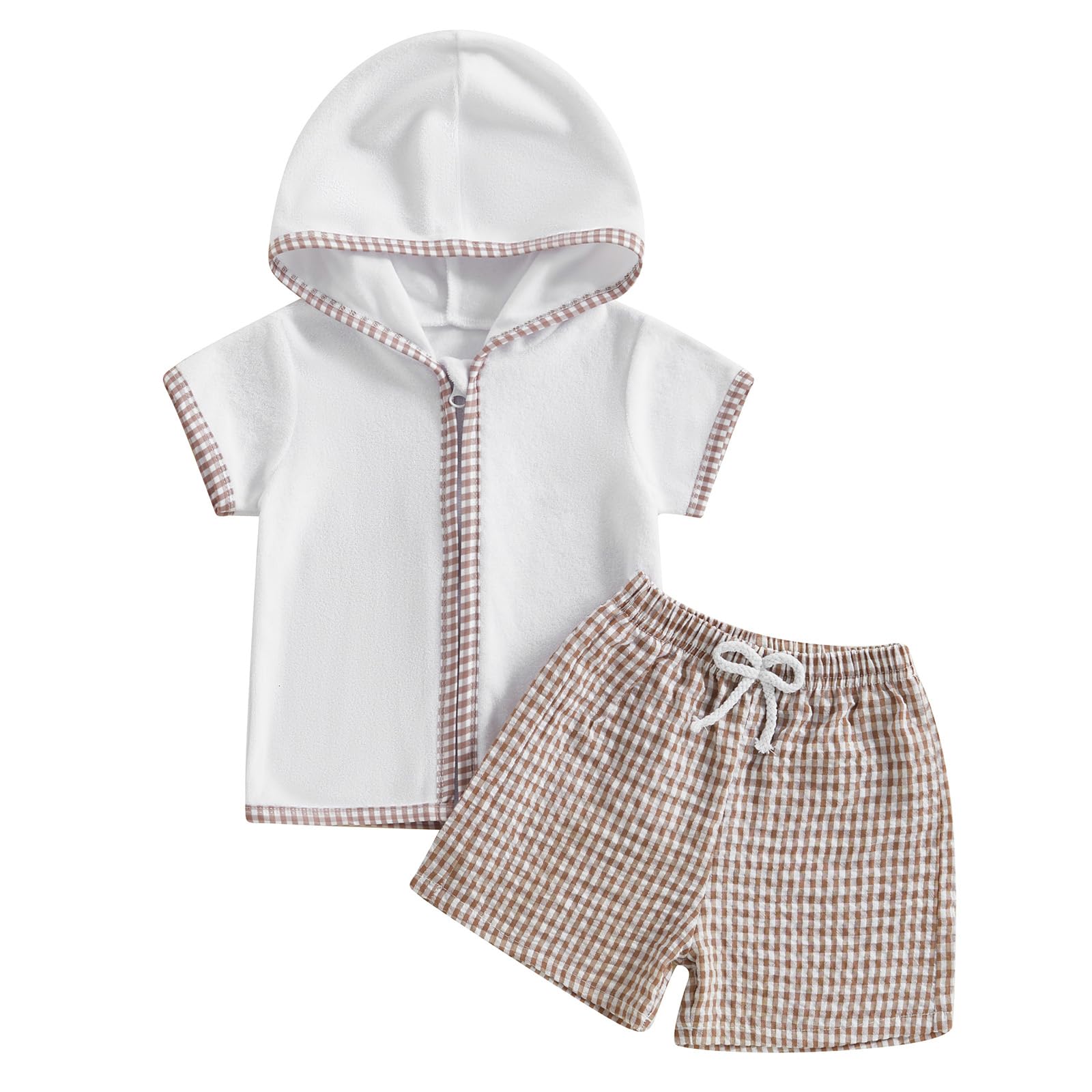 Kids Baby Boy Girl Swim Cover Up Toddler Swim Trunks and Short Sleeve Coverup Beach Bathing Suit Swimwear