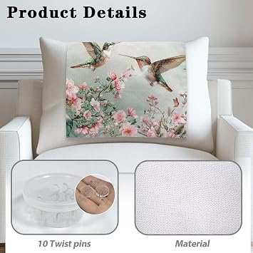 LedBack Couch Headrest Covers Chair Recliner Headrest Protector Christmas Recliner Decorative Headrest Cover Pink Flower Hummingbird Print Office Chair Slipcover, Easy to Clean