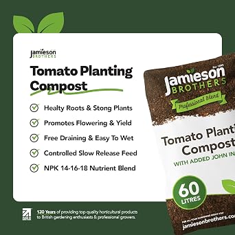 Tomato Compost Grow Bag with Added John Innes 60L - 6 months feed Professional Blend Soil by Jamieson Brothers