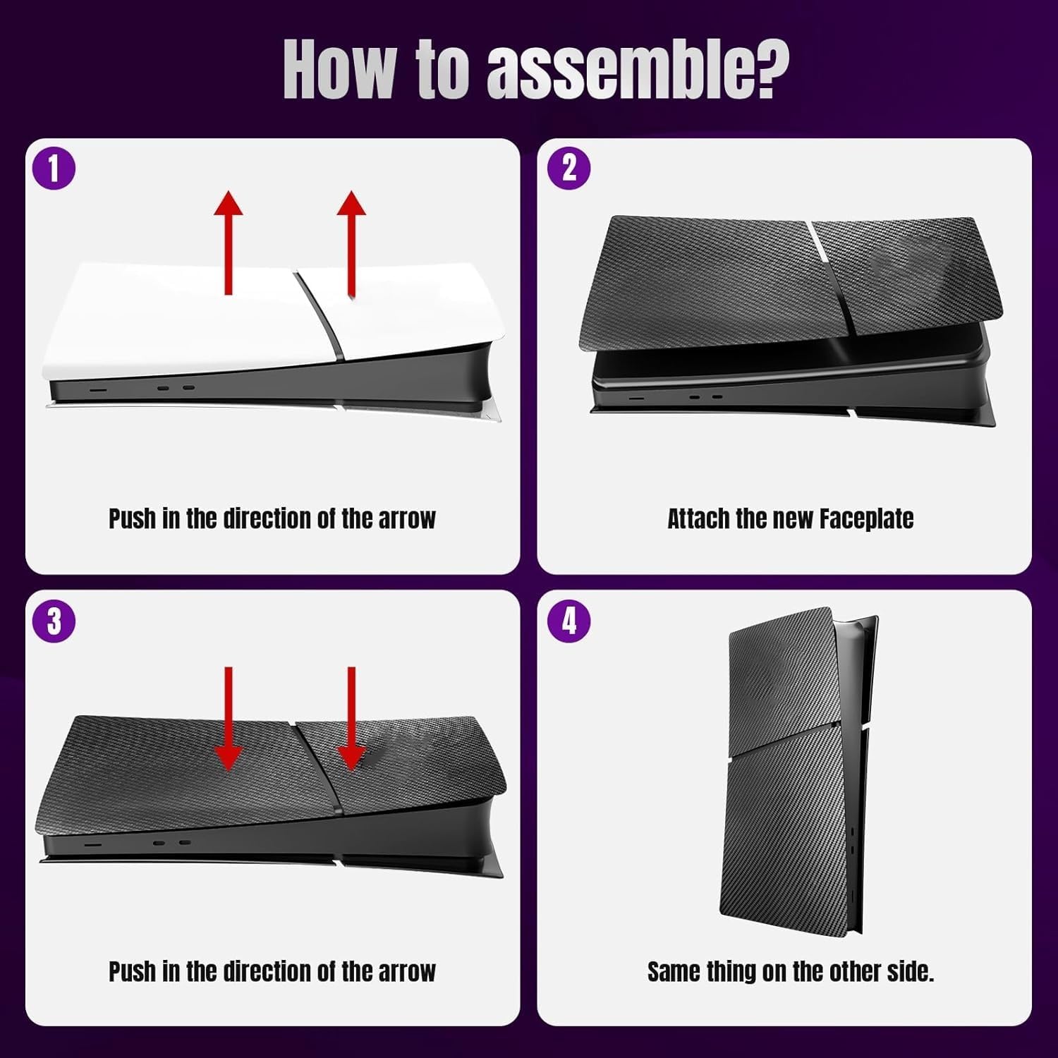 Carbon Cover Faceplates for PS5 PRO Console, Shell Panels PS5 PRO Accessories Replacement Faceplate Carbon Fiber Pattern (Disc Version) - Image 5