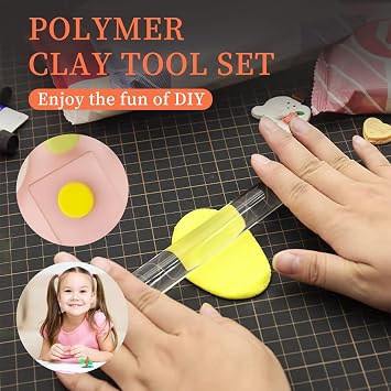 Polymer Clay Tools Kit, 2 Acrylic Clay Rollers with Acrylic Board | for Clay Molding and Sculpting Tools, for Shaping DIY Clay Crafts and Reshaping Clay