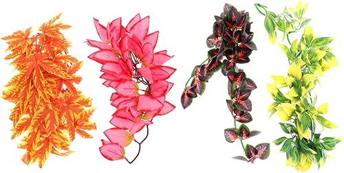 4 unids reptil ratán paisajismo artificial acuario plantas acuario plantas subacuáticas escalada terrario planta reptisoil plantas artificiales