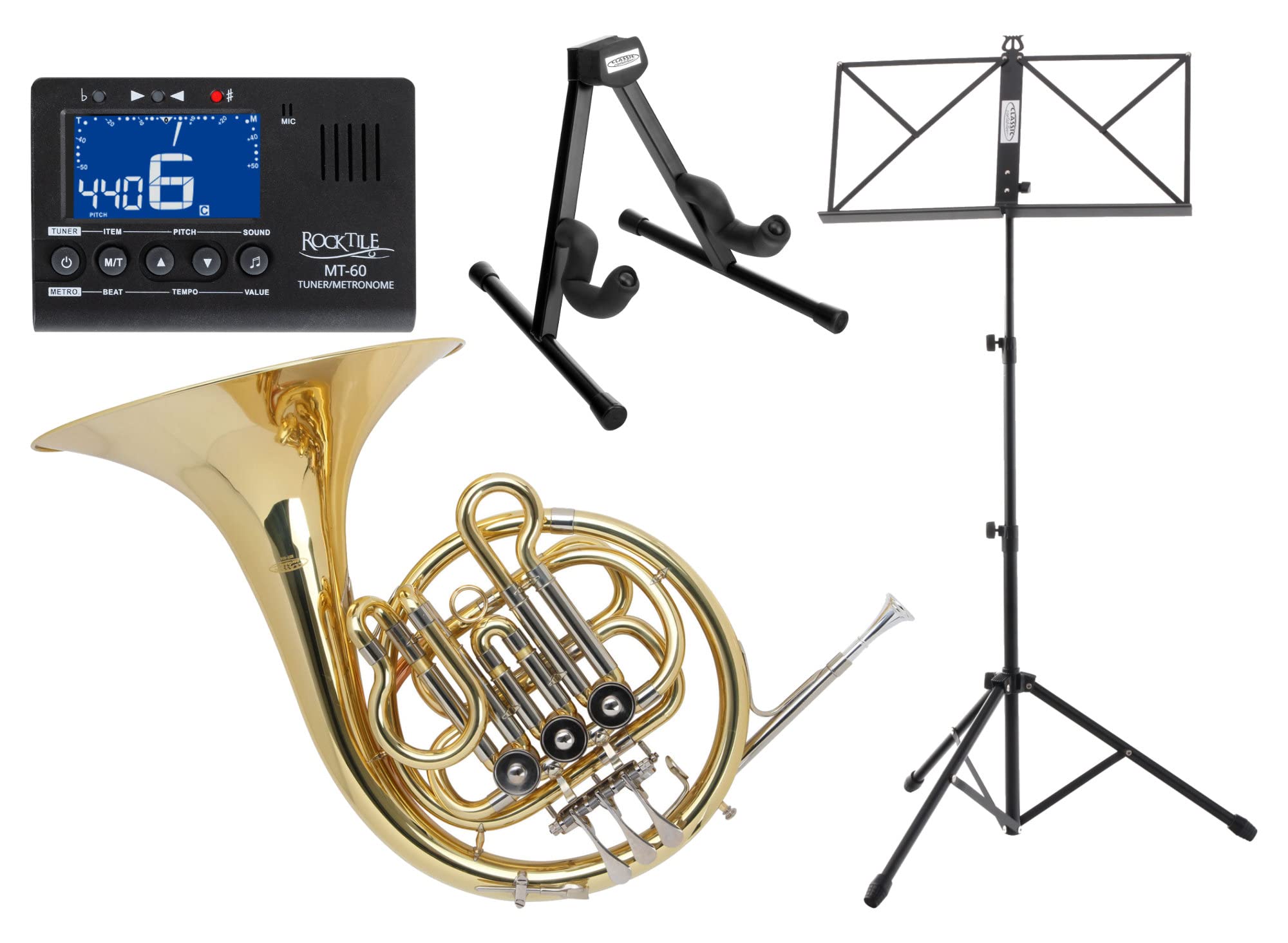Classic Cantabile WH-701 L Set Corno Francese Bb Per Bambini, Peso: ca. 1 | Campana e corpo in ottone, Tubo d'imboccatura in ottone dorato, Rivestimenti esterni in alpacca, Intonazione Bb, 75 kg, 4 kg