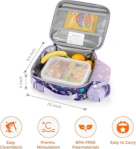 Miniatura 7 de Choco Mocha Lonchera con forma de corazón para niñas, fiambreras para niñas y escuelas, lonchera para niños, bolsa de almuerzo para niñas con correa