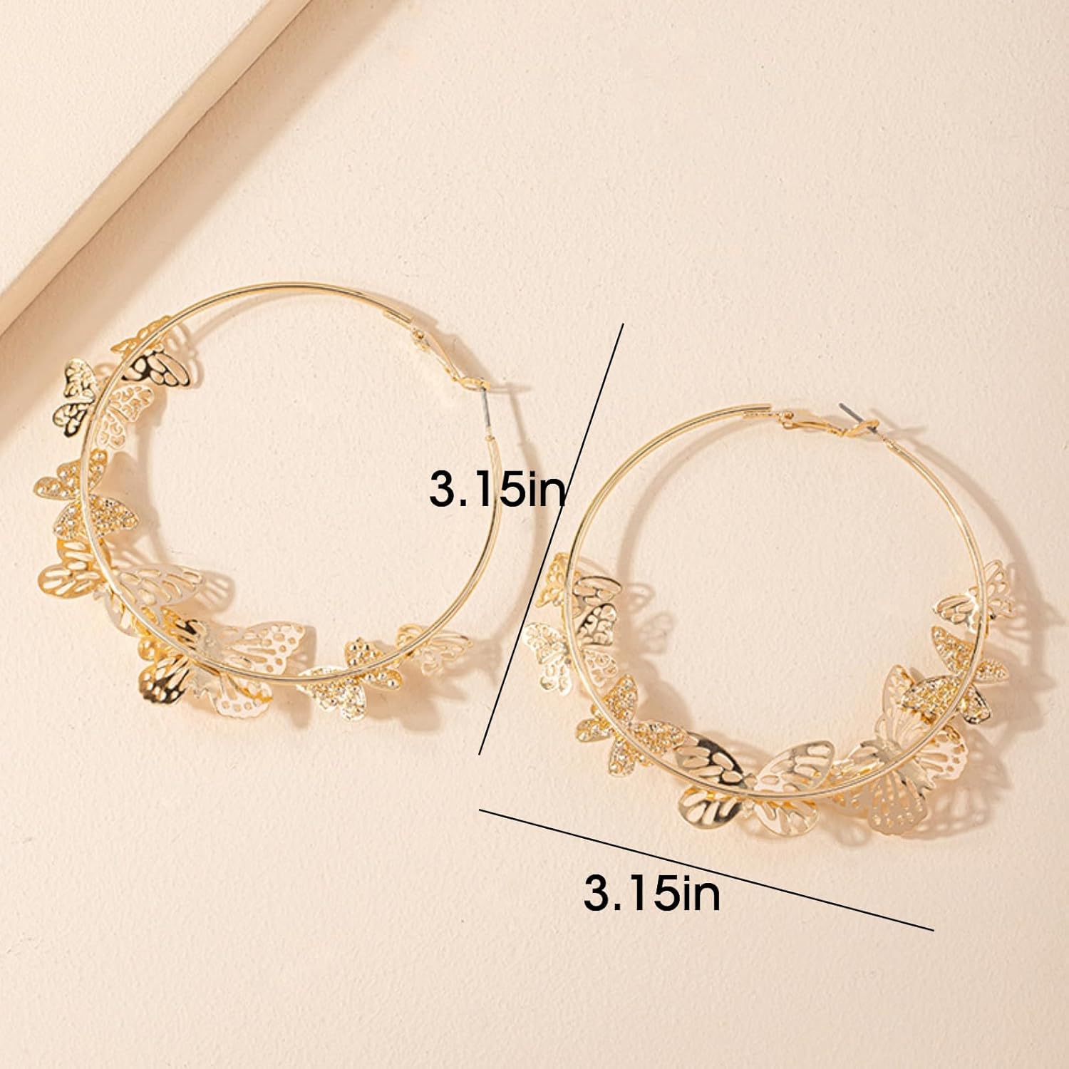 Butterfly Earrings for Women Gold Butterfly Hoop Earrings Large Rhinestone Hoop Earring Butterflys Dress Trendy Fashion Accessory - Image 6