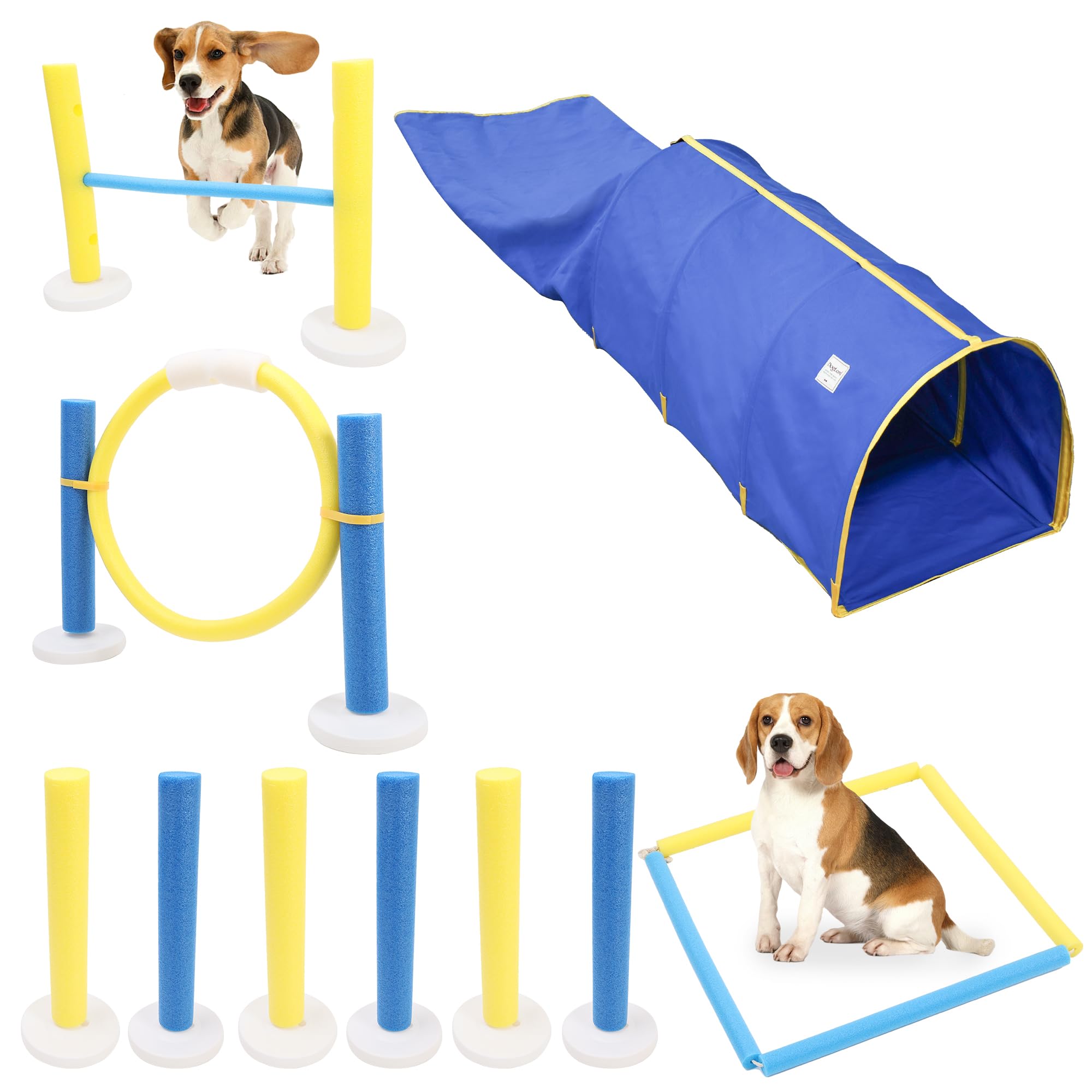 Agility-Trainingsgerät-Set für Haustiere, mit stabilem Tunnel, interaktives Hindernisspringring für den Innenbereich