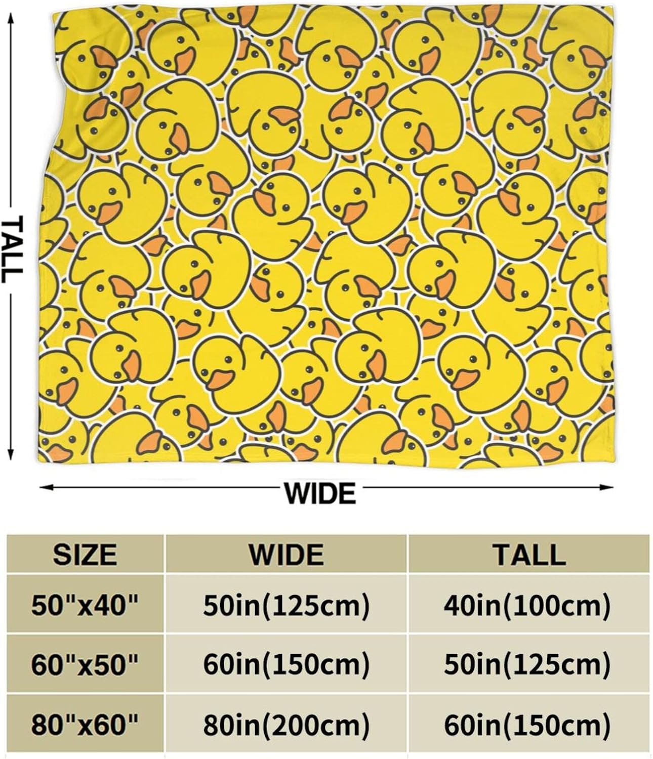 Perinsto Cute Rubber Ducky Throw Blanket Ultra Soft Warm All Season Yellow Cartoon Ducks Decorative Fleece Blankets for Bed Chair Car Sofa Couch Bedroom 80"X60" - Image 3
