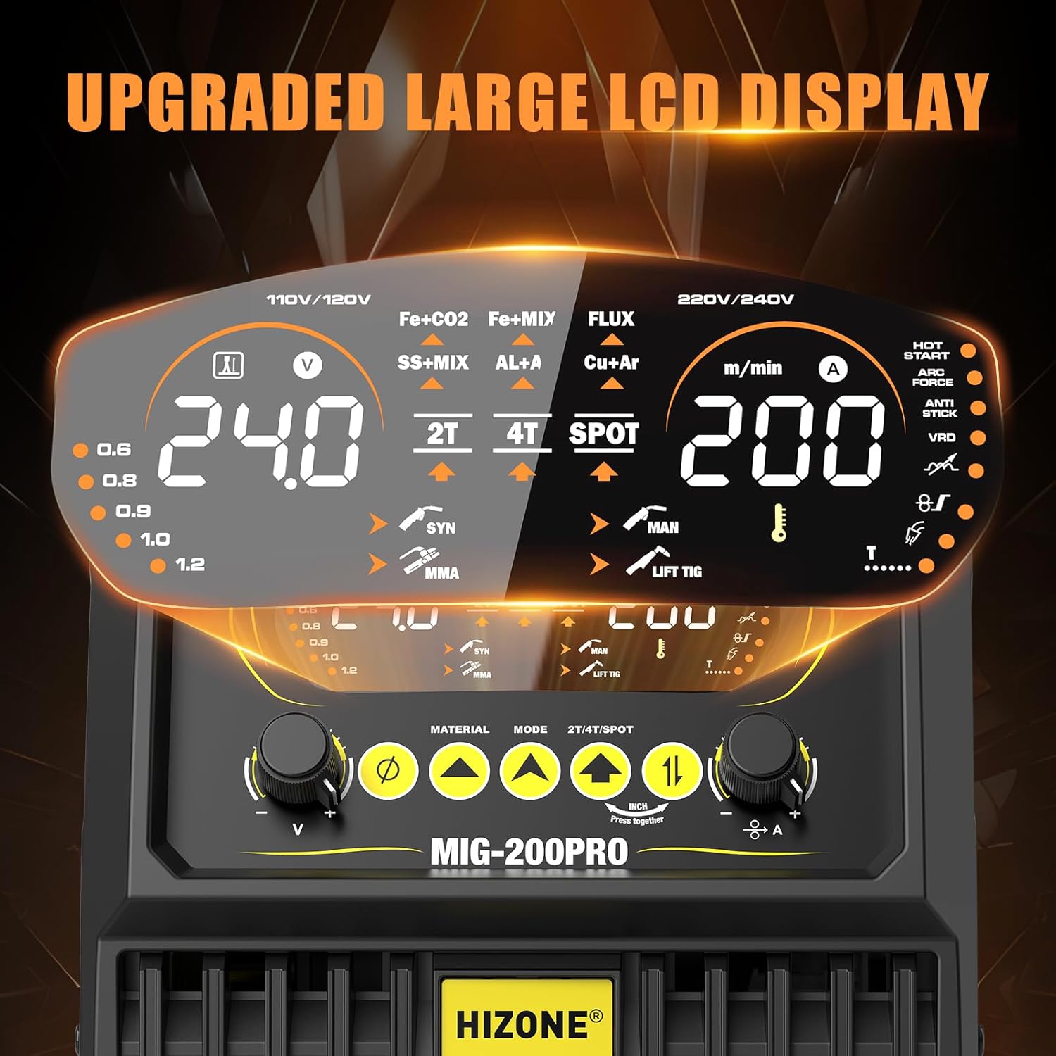 HIZONE MIG-200PRO MIG Welder & HIZONE .035inch-2lb MIG Solid Welding Wire, 1-Pack