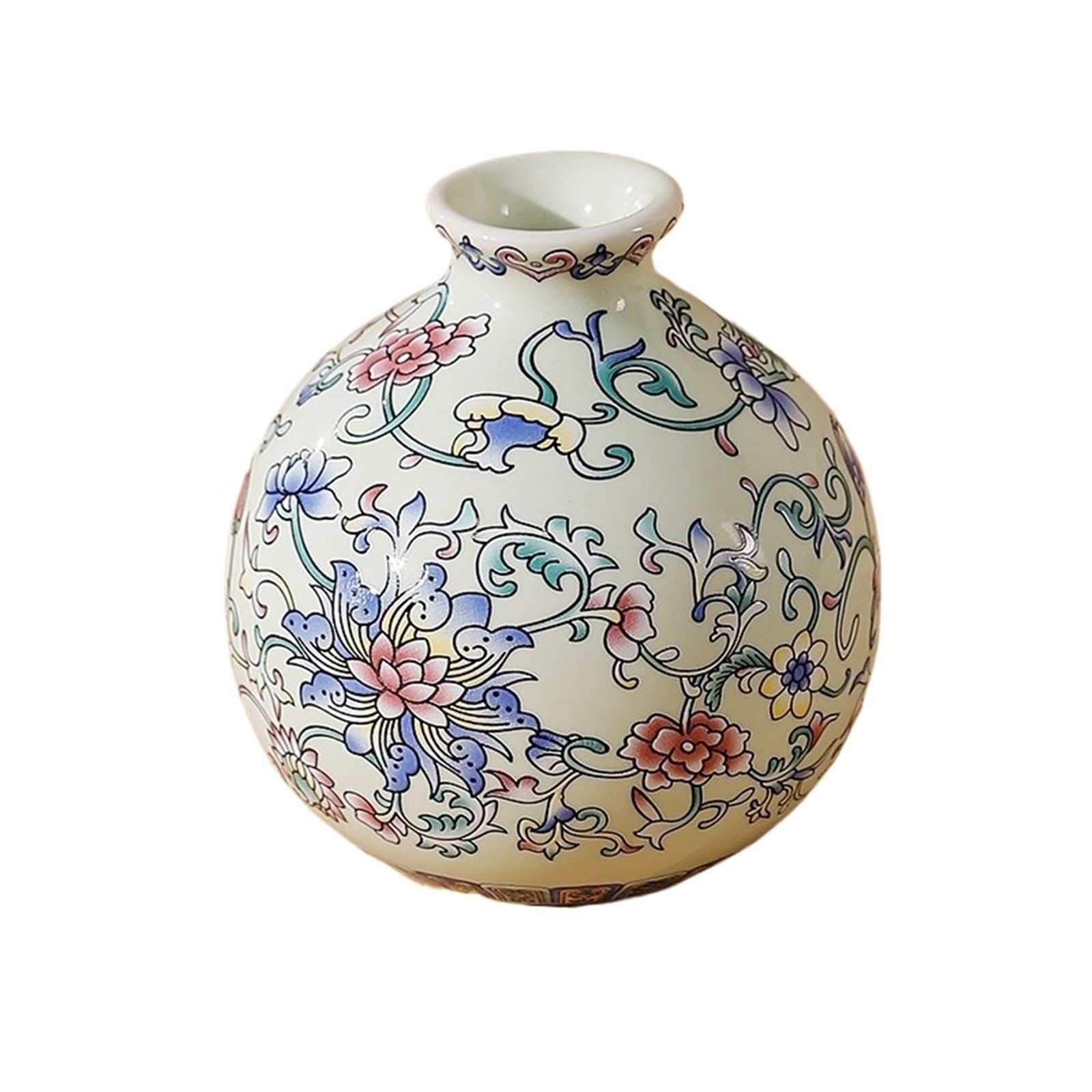 Geometric Vases Small Ceramic Vase For Handmade Elegant Vintage Painting Enamel Glazed Porcelain Decorative Vases For Office Home(Cyan-A)