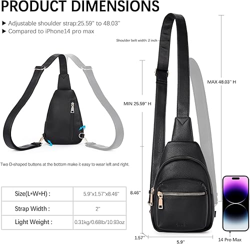 Miniatura 5 de CLUCI Bolso bandolera pequeño para mujer, cangureras cruzadas de cuero a la moda, bolsa de pecho para mujer