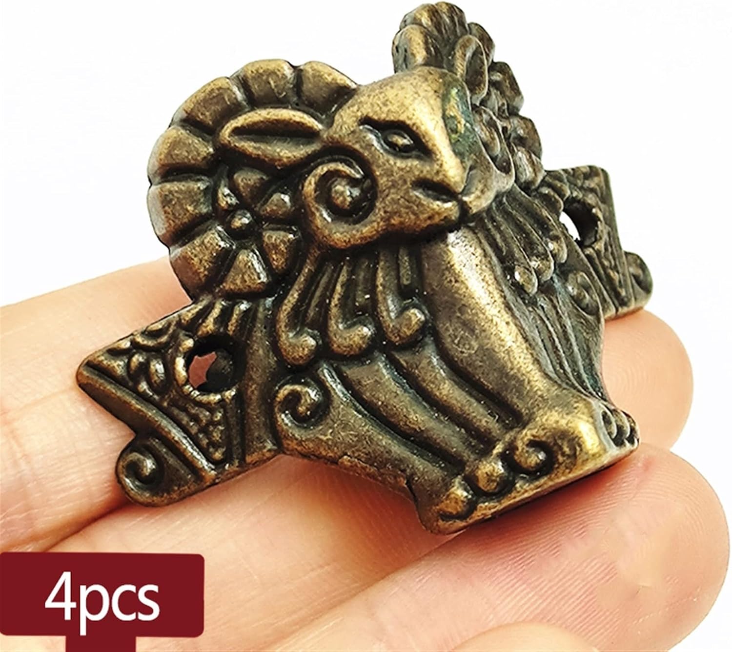 4Pcs Antique Corner Protector Brass Jewelry Chest Box 44x36mm Carved Decorative Wood Box Feet Leg Bracket for Furniture Hardware