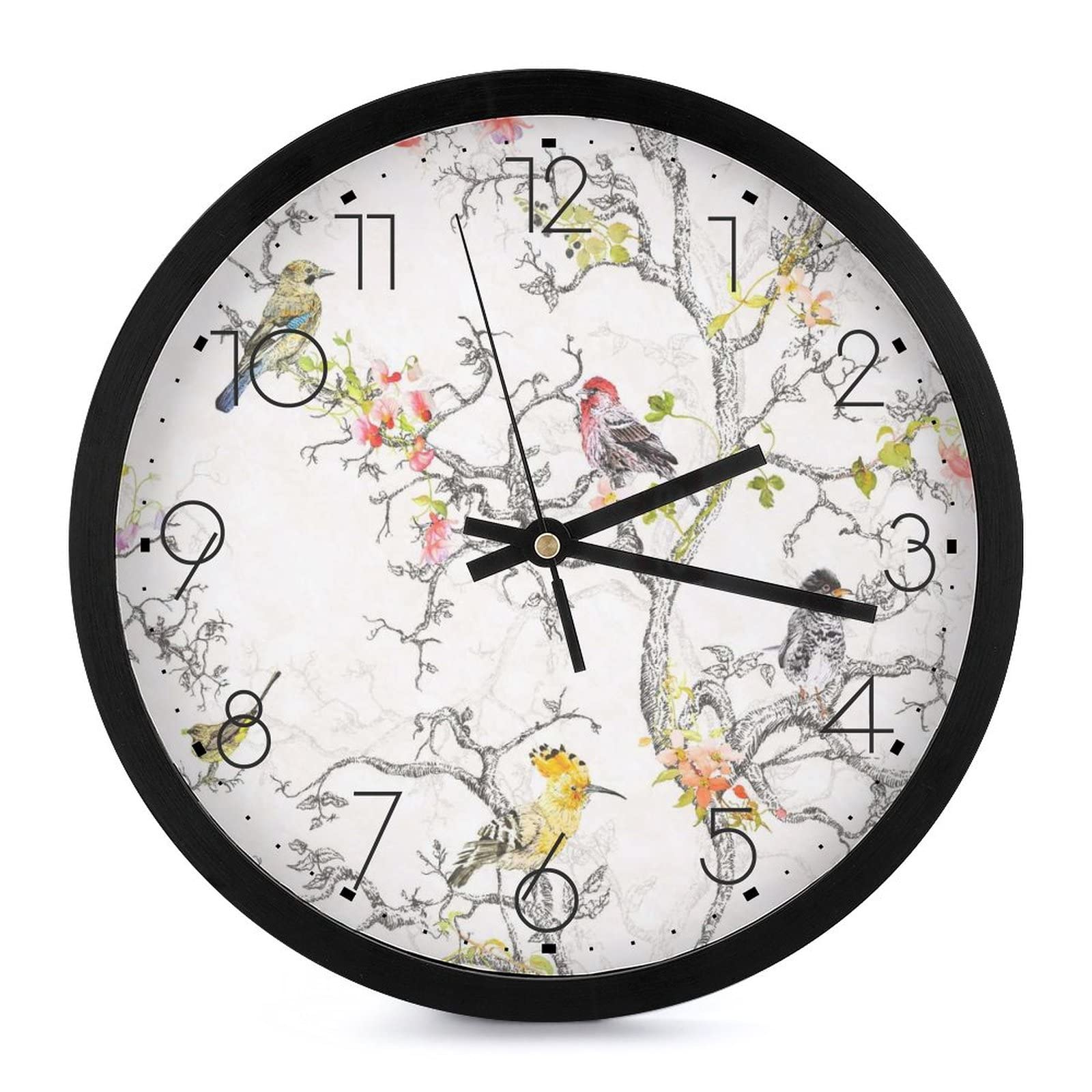 Horloge murale oiseau au design épuré et finitions soignées pour chambre
