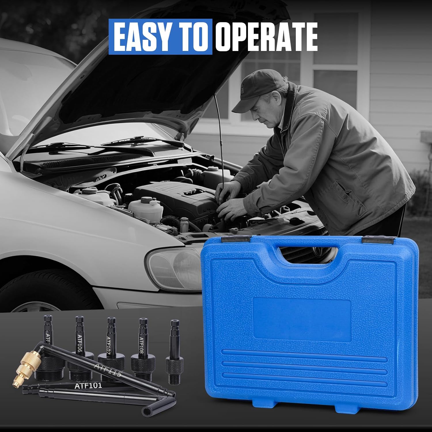 PLAYOCCAR Transmission Fluid Fill Adapter Kit, 27PCS Automatic Transmission Fluid Replacement Tool for VW, Audi, CVT, BMW, Benz, Skoda, Nissan, Ford ATF Adapter