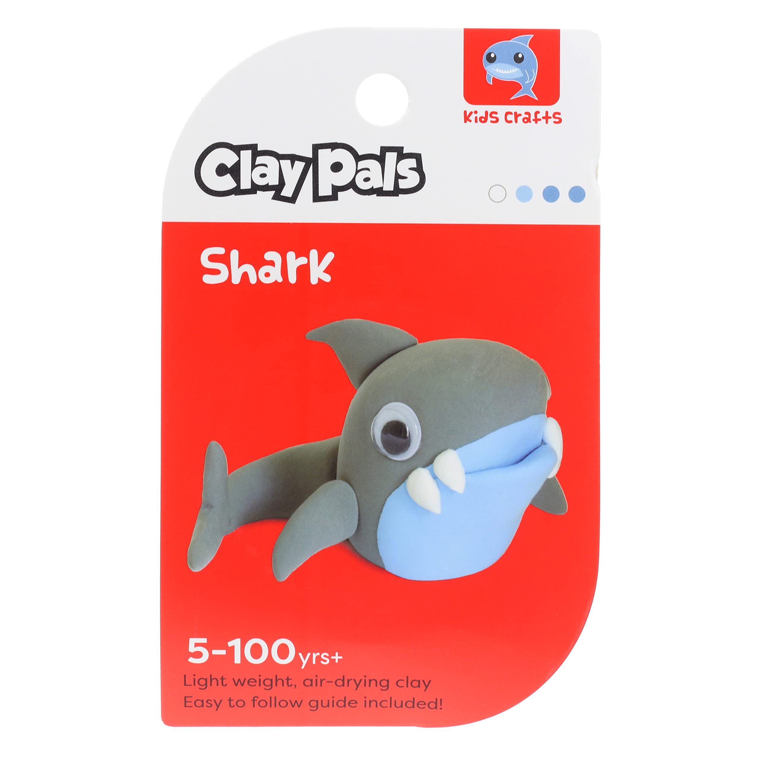 Clay Pals Shark - Easy Sculpt Fun Fast Air Drying Non Toxic Quick Dry Ultra Light Creative Clay Art and Craft Modelling Set for Kids