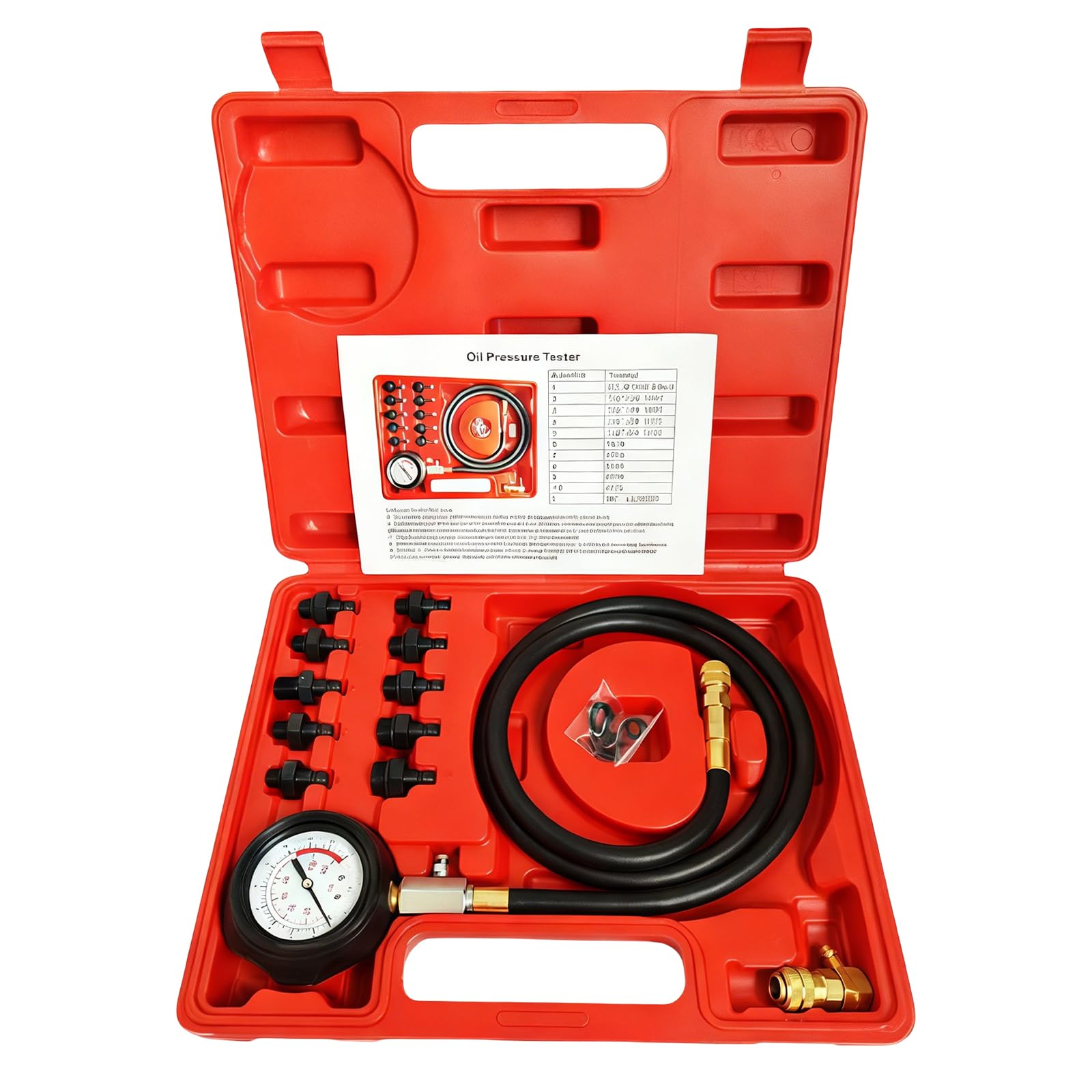 Kit di tester di pressione dell'olio, misuratore di pressione dell'olio, strumento tester di pressione dell'olio, 0-140 PSI, sistema di carburante, sensore meccanico del motore, prova di compressione