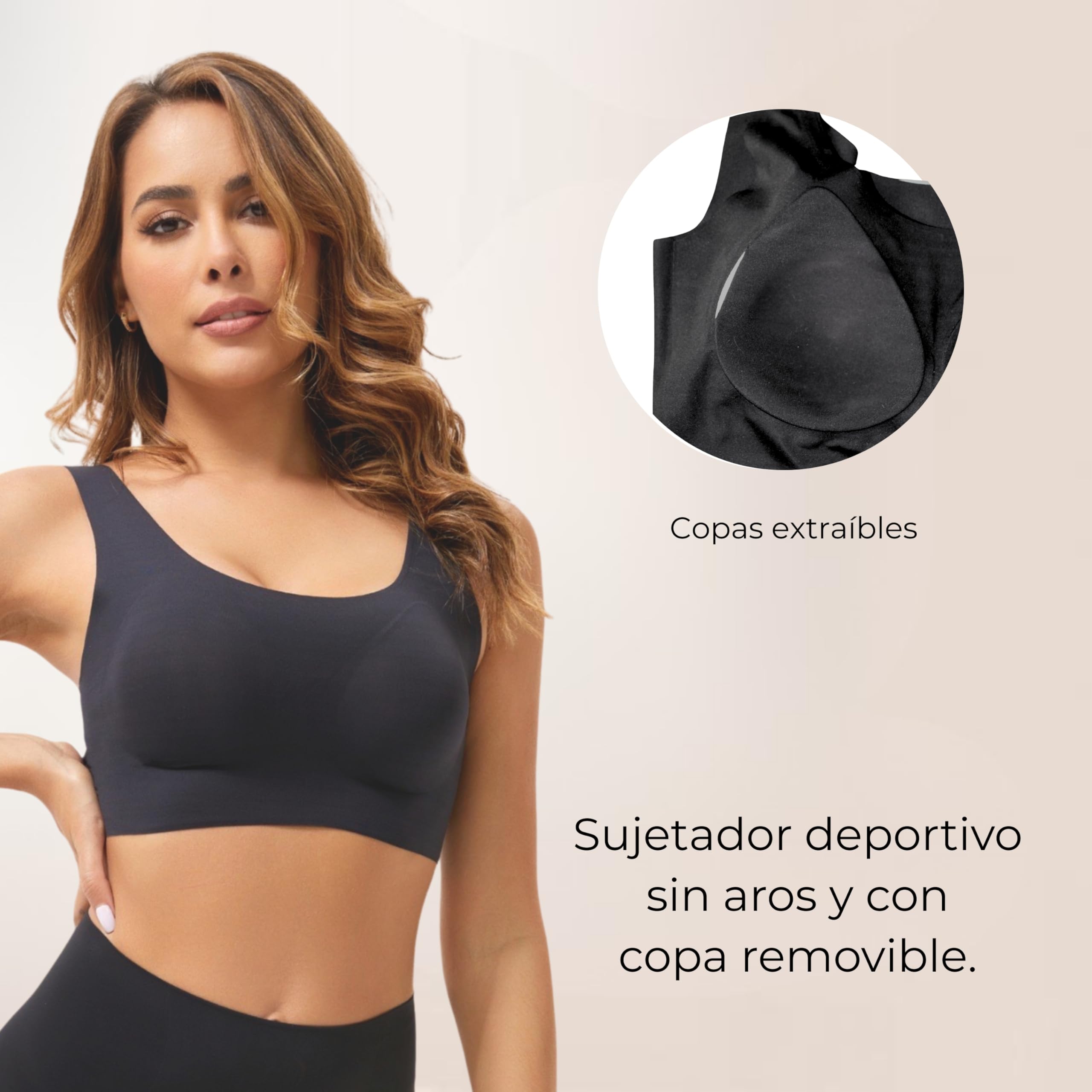 ANAISSA Sujetador Deportivo Mujer Soft Stretch Paquete 2Ud. Top Deportivo Mujer Sin Aros y Copas Removibles. Sujetador Deportivo Máximo Soporte y Comodidad. Top Deporte Sin Costuras Ultra Suave