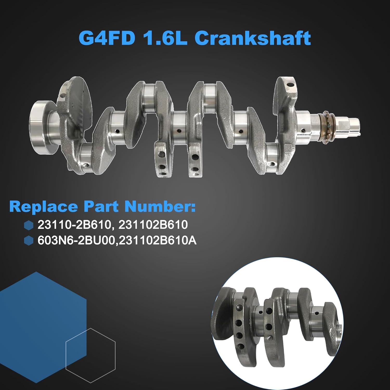 G4FD 1.6L Engine Overhaul Rebuild Kit & Crankshaft Kit with Piston Con-rod Fit For Kia Hyundai Soul Soul Accent Veloster 1.6 2014-2017 23110-2B610 231102B610