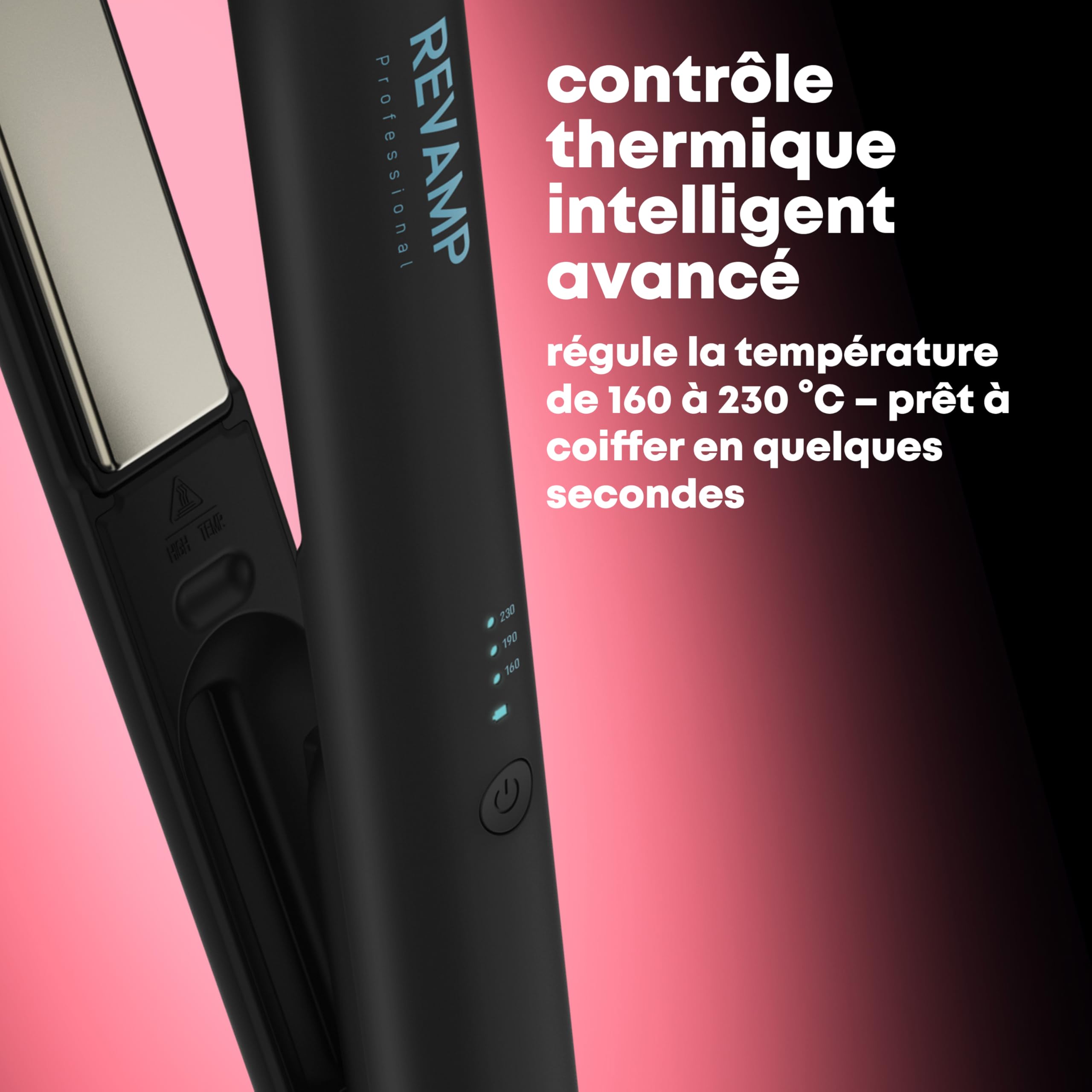 REVAMP iGen Lisseur Céramique Sans Fil - Lisseur Sans Fil Alimenté par Batterie - Appareil de Voyage Compatible avec le Mode Avion pour Cheveux Lisses, Ondulés et Bouclés