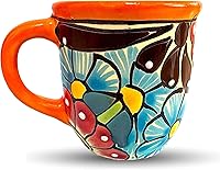 Vista 1 de Talavera Fiesta - Taza de café de cerámica mexicana pintada a mano, multicolor