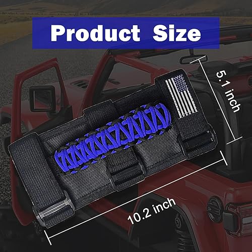 Miniatura 2 de Miytsya Paquete de 2 manijas de agarre de barra enrollable para Jeep Wrangler YJ TJ JK JL y Gladiator JT 1955-2022 UTV ATV 102 pulgadas x 51