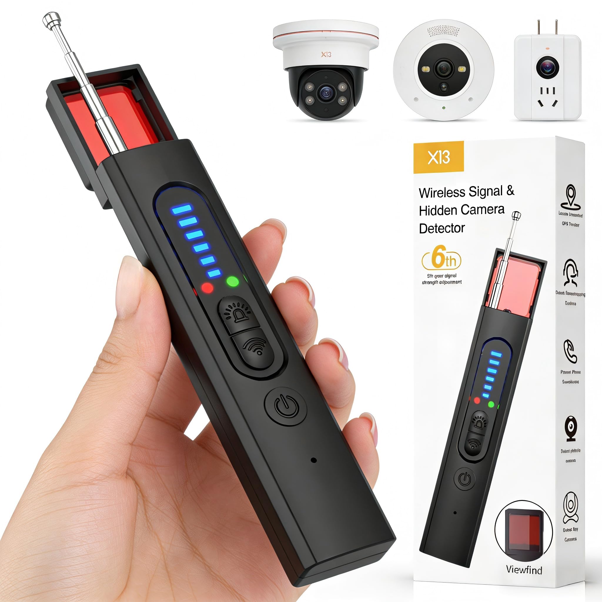 Hidden Camera Detector Security Camera Tracker Portable Camera Detector Anti-Spy Device Tracker for Travel Home Hotel Office 6