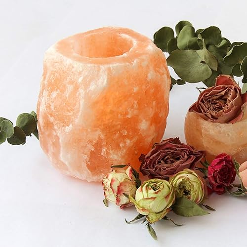 Miniatura 7 de Himalayan Glow Candelabro de sal natural de 2 agujeros para cada uno, lámpara de vela de sal rosa del Himalaya 100% pura, paquete de 2