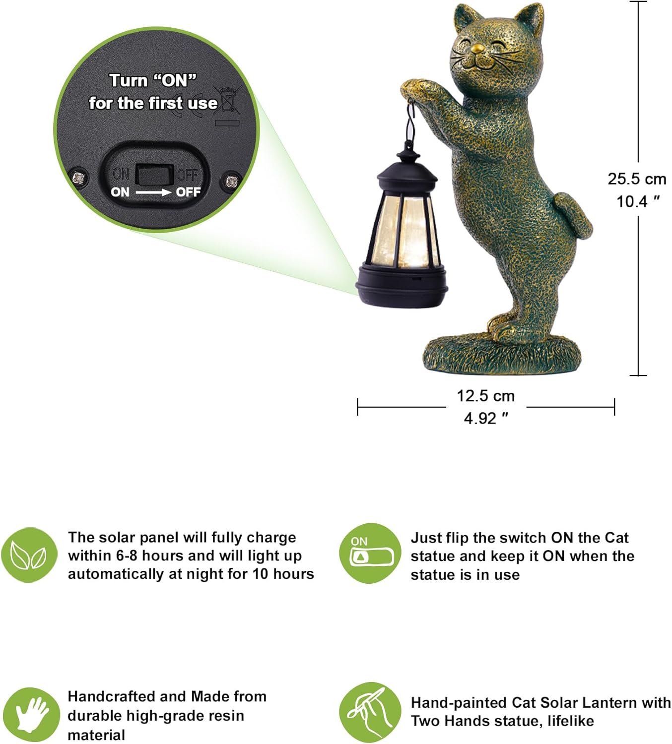 Nacome Christmas Cat Outdoor Statues for Garden: Outside Decor with Lantern Clearance for Yard Art Lawn Ornaments Porch Patio Balcony - Christmas Birthday Gifts for Mom Women Grandma