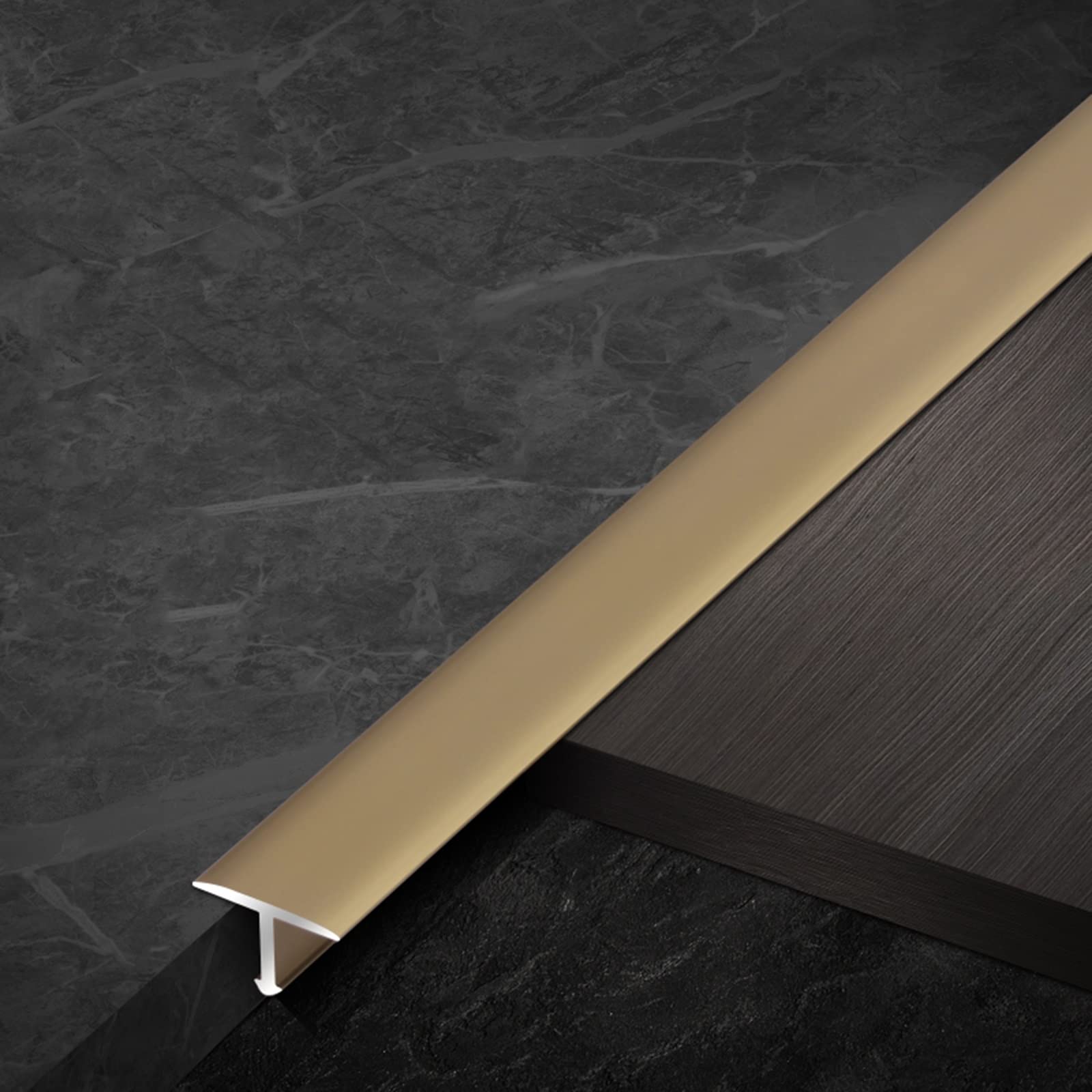 Remys Gold Lightweight Thresholds Reducer/Carpet Edge Trim,T-Molding Floor Transition Strip Aluminum, Gap Connecting Strips For Front Door Doorways(,Long 130Cm/51.2In)