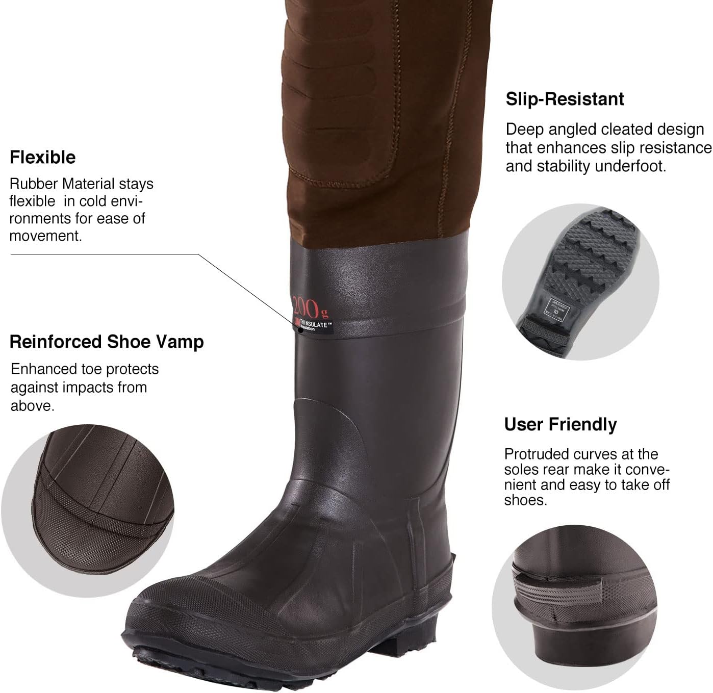 TIDEWE Neoprene Waders, Cleated Bootfoot Men Chest Waders, Waterproof Fishing & Hunting Neoprene Chest Waders