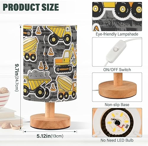 Miniatura 3 de Led Table Lamp Travel Night Light Cute Yellow Construction Machines Gray Table Lamps for Boys Bedroom lampara de Noche