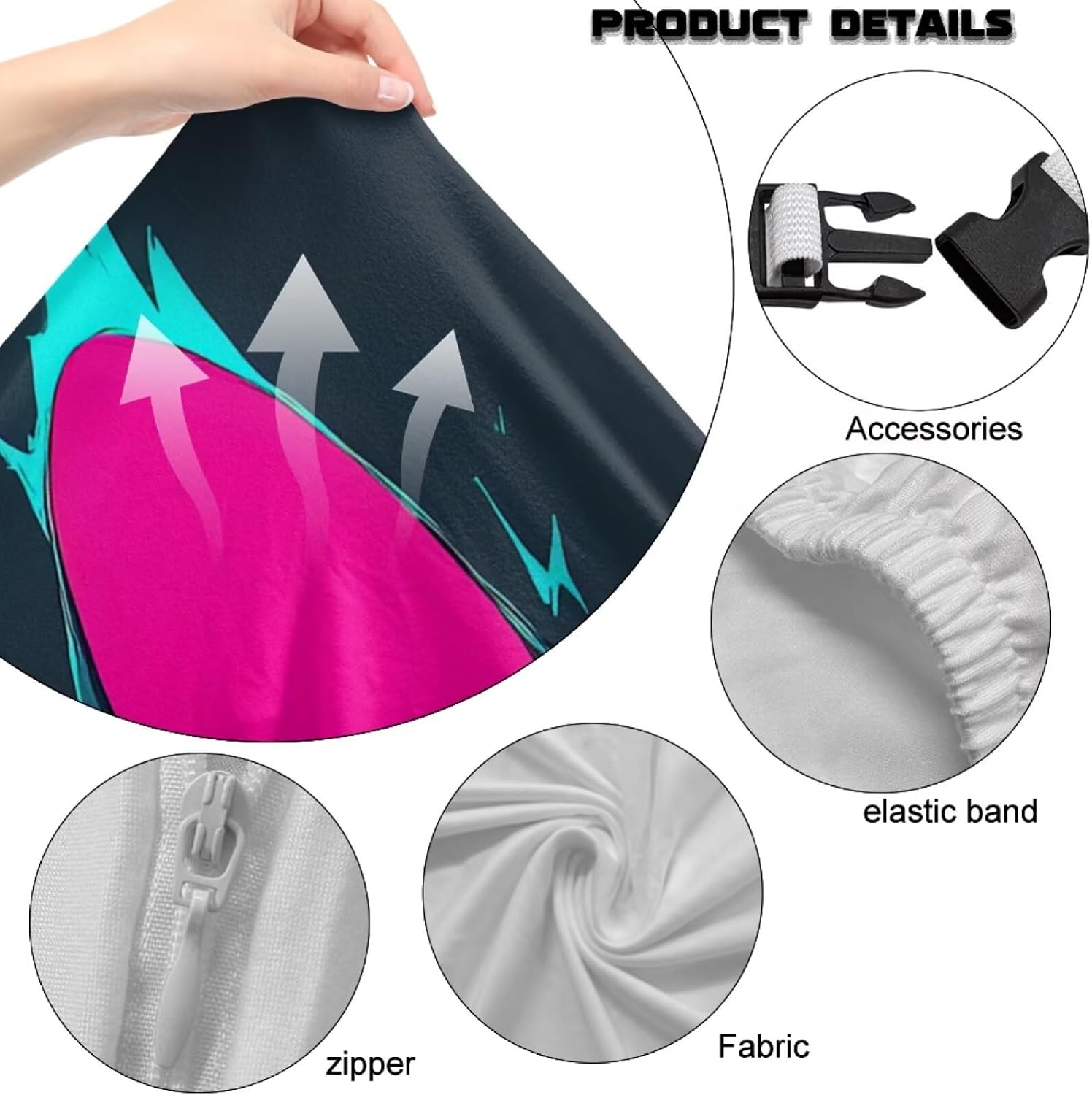 Talayituse Cat Print Office & Gaming Chair Slipcover Breathable Stretch Computer Desk Chair Cover with Zipper 4-Piece Racing Computer Chairs Slipcover Set