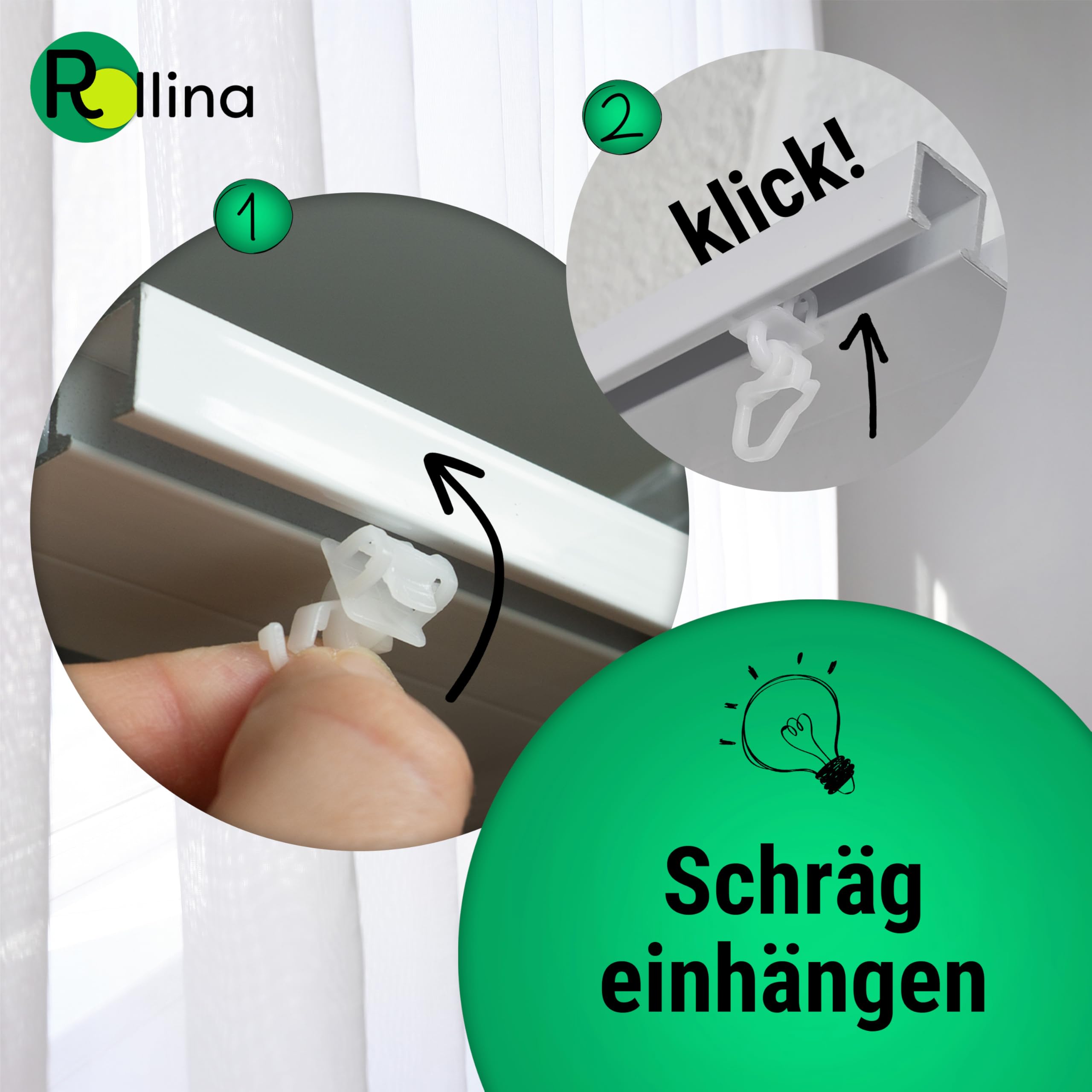 100 Stück Gardinengleiter Für Schienen (5,8-7 Mm) - Weiße Click-Gleiter Für Vorhangschienen