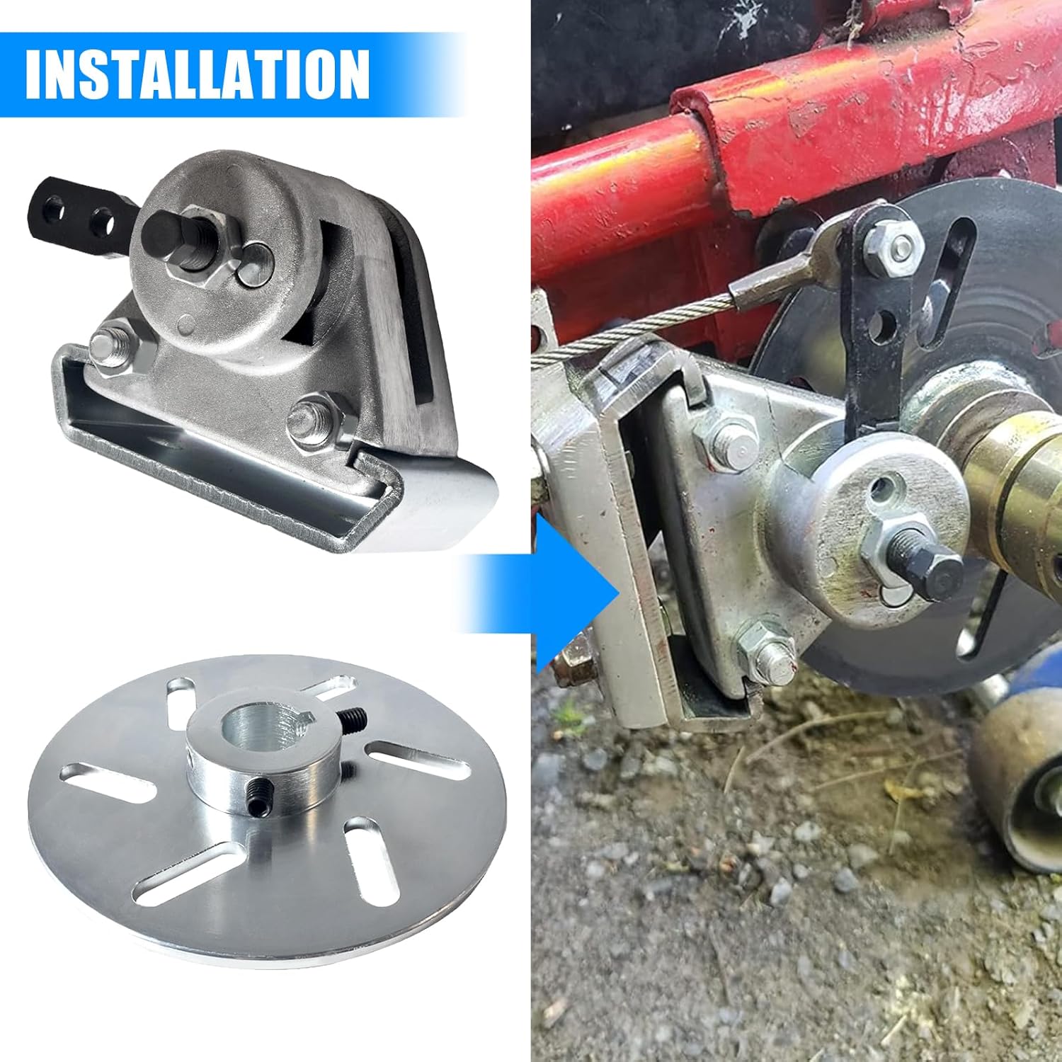 Mechanical Disc Brake Caliper and Bracket with Pads Kit for Manco 9598 9597 Yerf-Dog Carter ASW Bristers Airheart MB-1 Predator 212cc 196cc gx160 Carter Drift Trike Rotor Go Kart