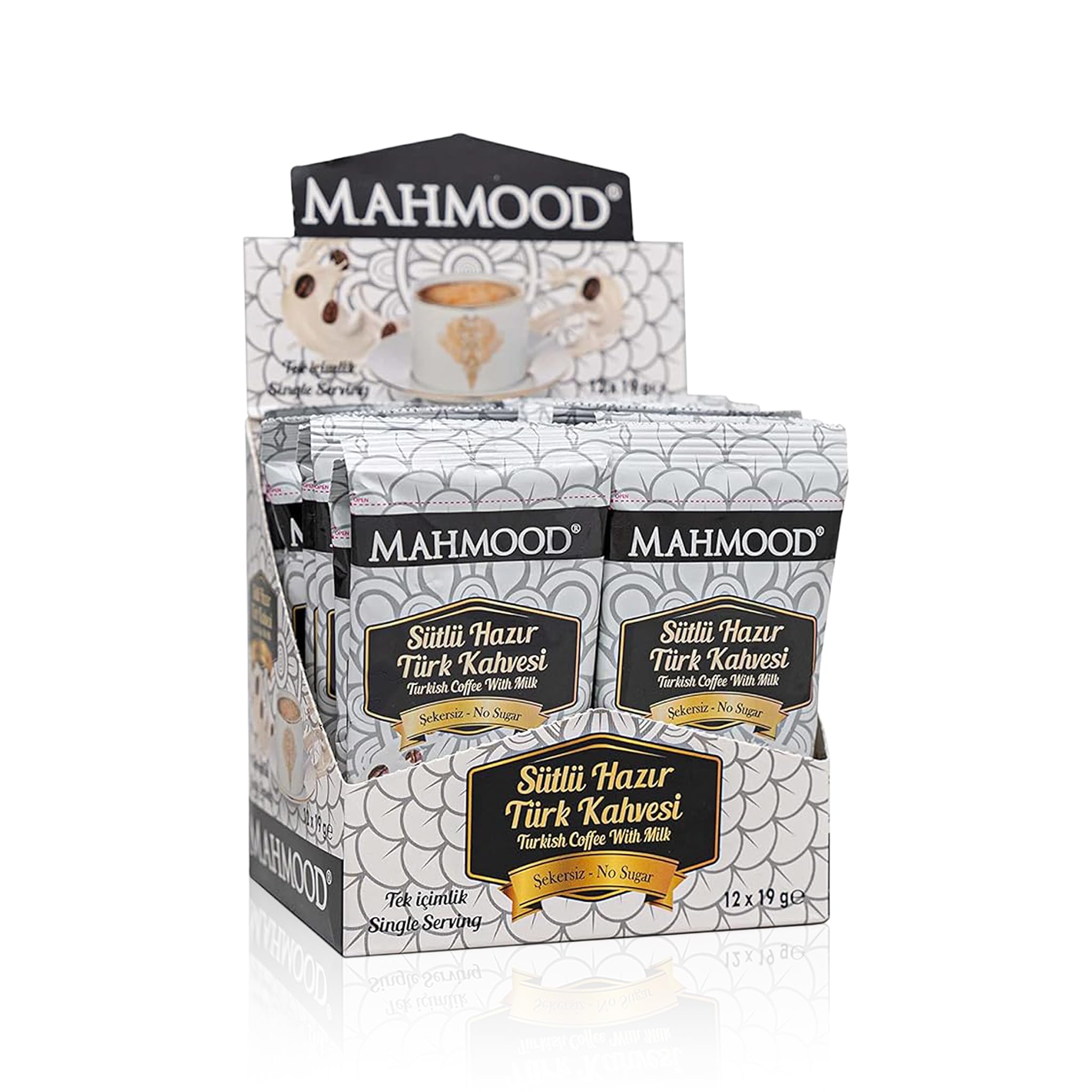 Mahmood Coffee Hazır Türk Kahvesi Sütlü Şekersiz (19 Gr x 12 Adet)