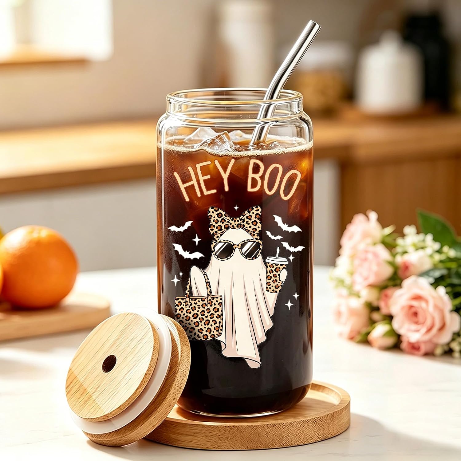 Ghost Glass Cups Clear Halloween Birthday Gifts for Women Girls