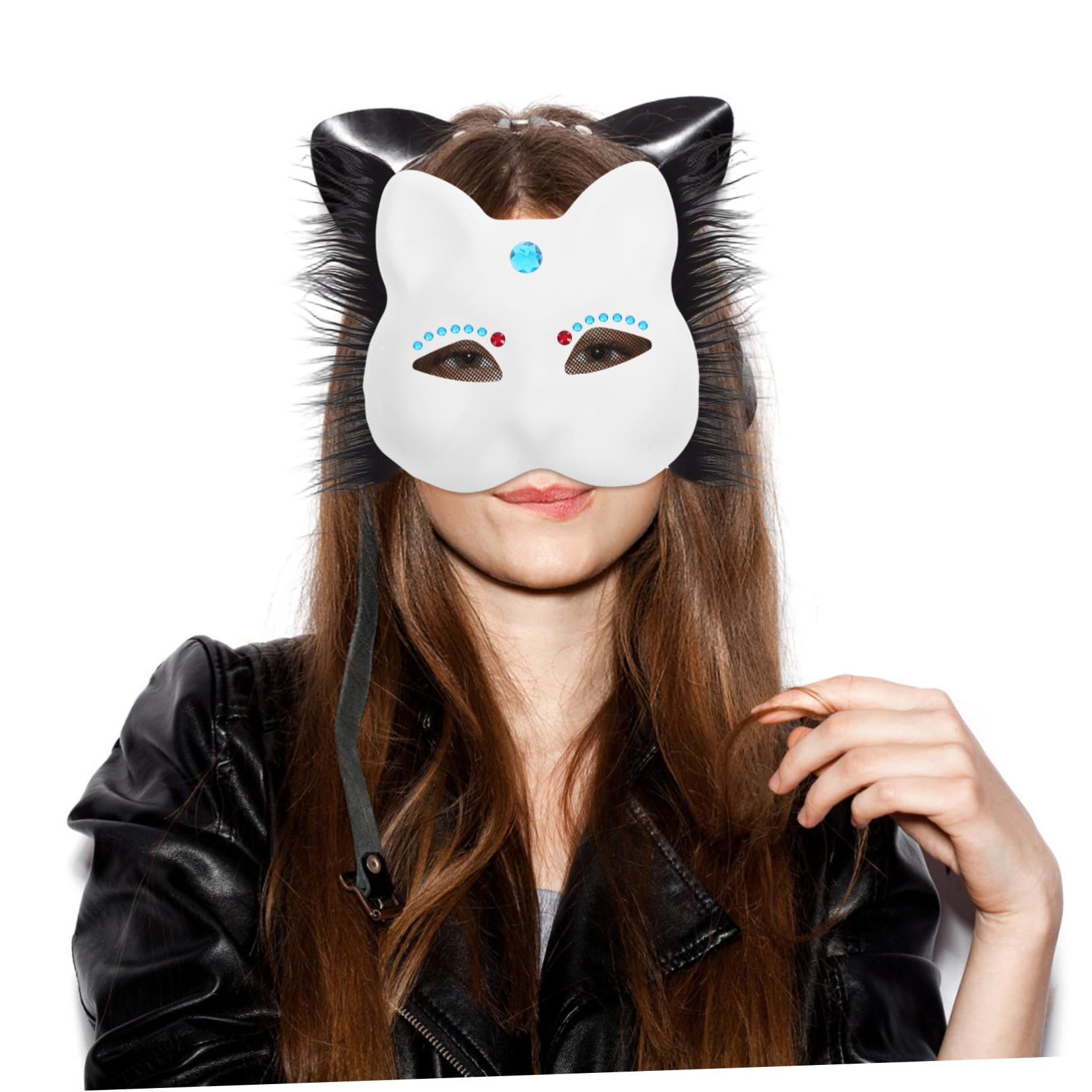 Zerodeko Katzenmaskerade Leere Halbmaske Papier 1 Satz für Cosplay Partys