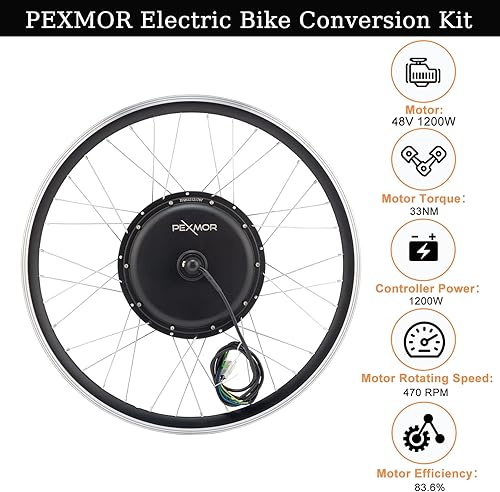 Miniatura 2 de PEXMOR Kit de conversión de bicicleta eléctrica, 48 V, 1200 W, 26 pulgadas, rueda delanteratrasera, kit de conversión de bicicleta eléctrica, kit de