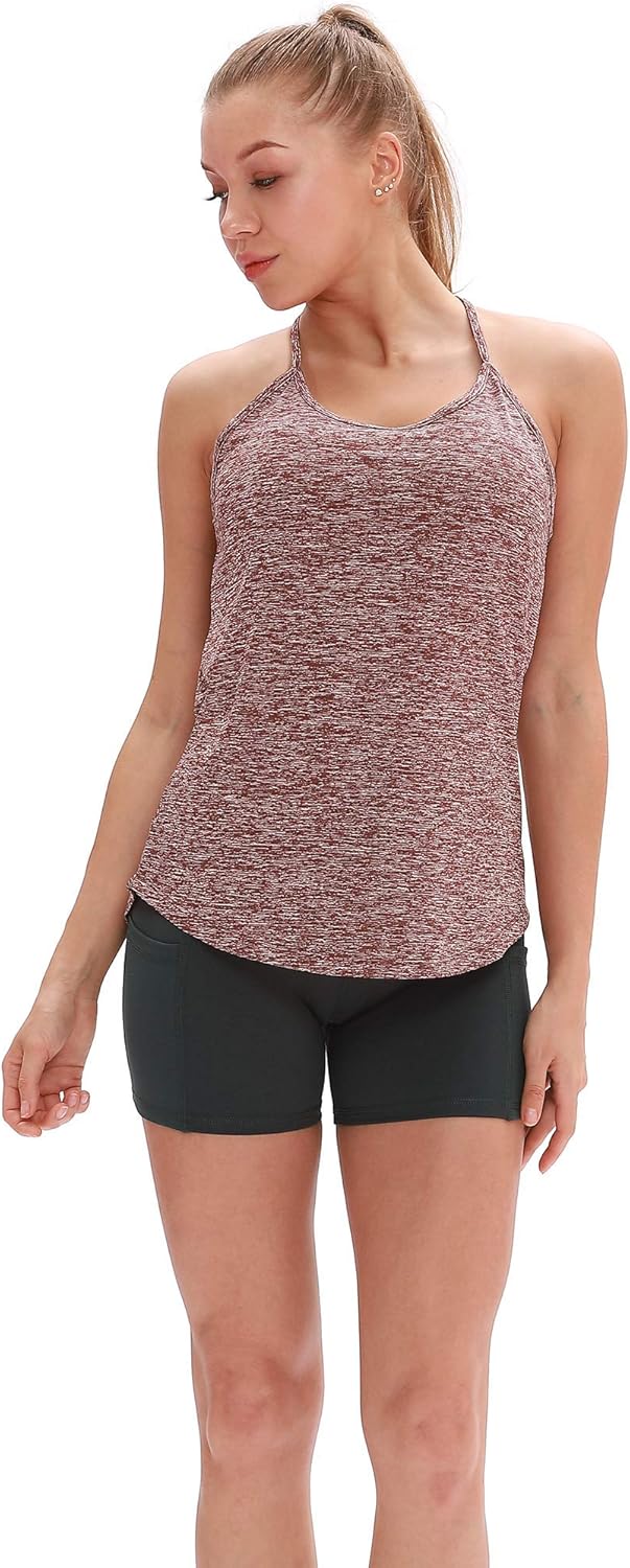 icyzone Workout Tank Tops for Women - Athletic Yoga Tops Open Back Strappy Running Shirts - Image 5