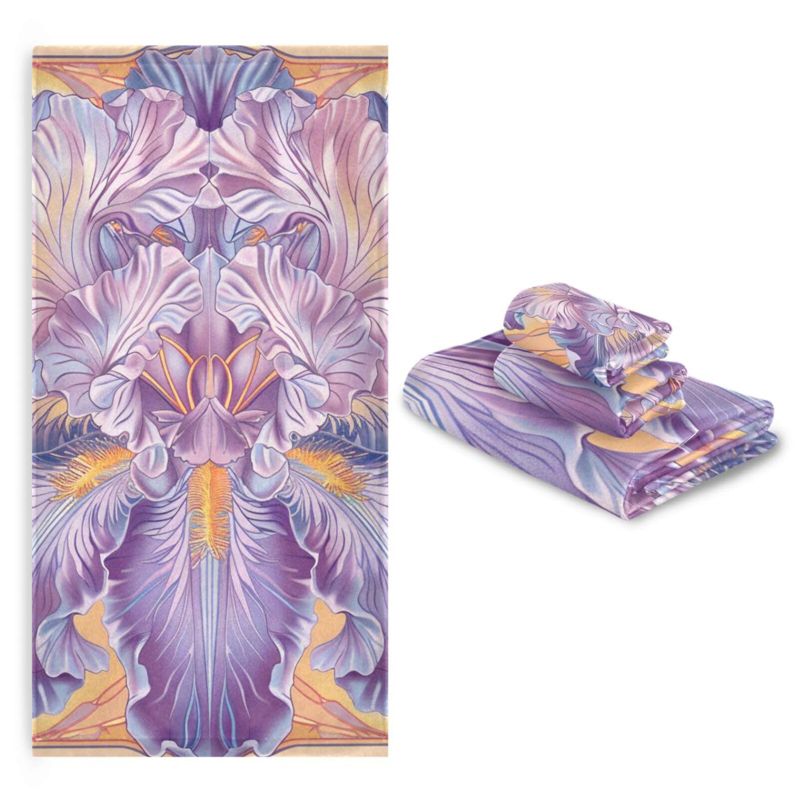 Set di 3 asciugamani morbidi in stile bohémien con fiori e fiori, 1 asciugamano da bagno, 1 asciugamano per mani, 1 panno per la casa, cucina e famiglia