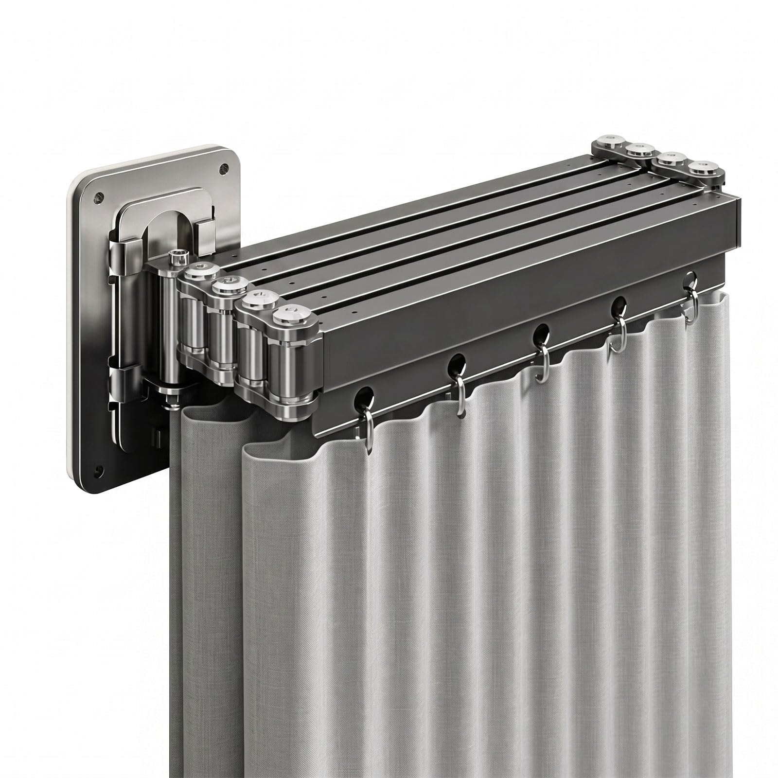 Asta per tenda da doccia, senza praticare fori, 1,8 m x 194 cm, pieghevole, angolare, con ventosa, a forma di L/U, stabile e regolabile, per doccia angolare, accessori da bagno (grigio)