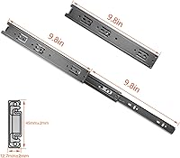 Vista 2 de 3 pares de correderas de cajón de 10 pulgadas, rodamiento de bolas de extensión completa resistente, rieles de cajón de montaje lateral, correderas
