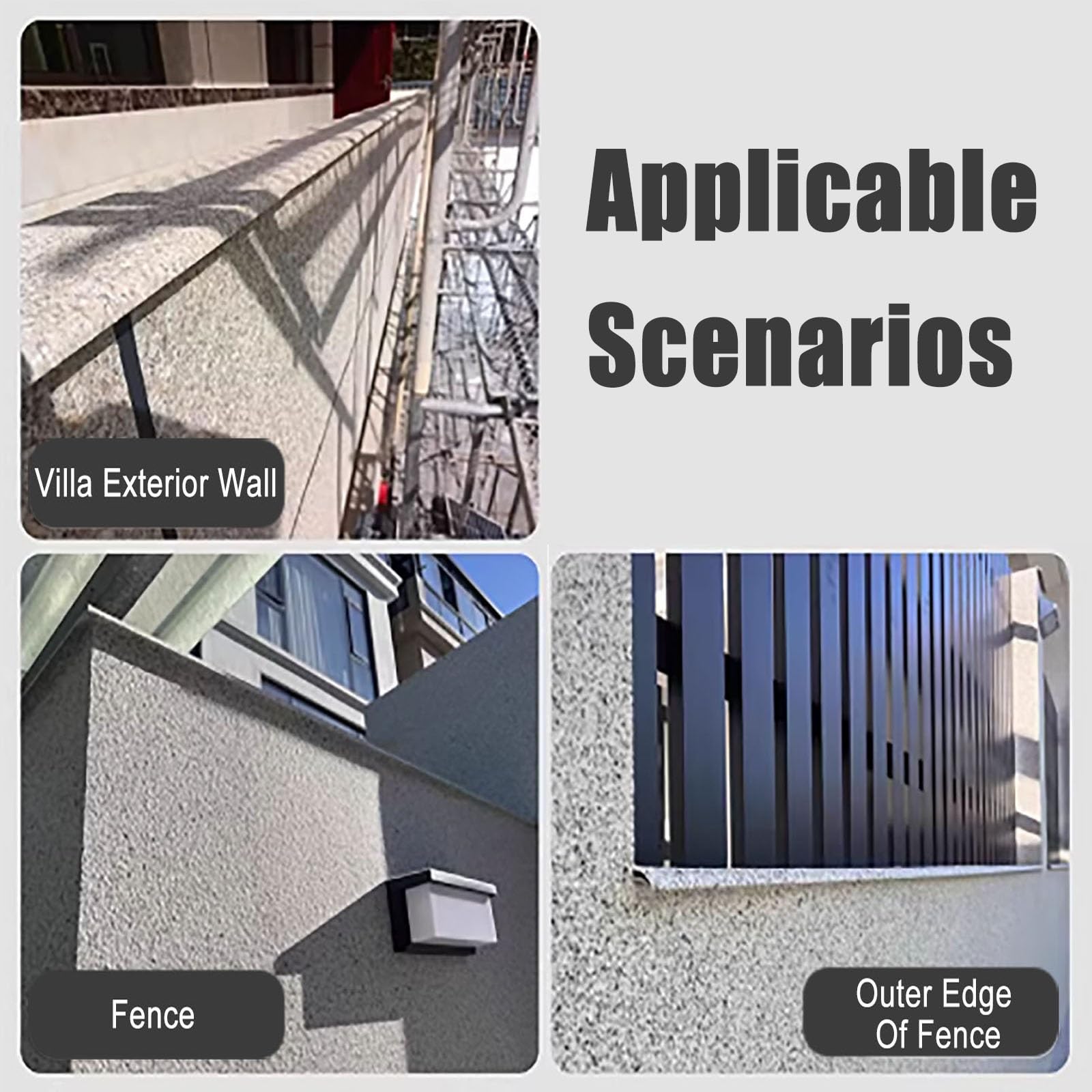 vierteaguas muro exterior 50 70 90 120 150 180 CM Longitud Deflector de lluvia para techo/Líneas de goteo de aleación de aluminio Aleros 3 10 piezas(B 10 PCS,L 110 CM)