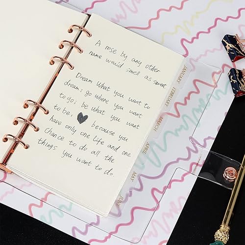 Miniatura 2 de Divisores de carpetas de plástico A6 de 6.7 x 3.5in, 6 agujeros grabables de plástico con 6 pestañas y separadores de páginas de archivos duraderos