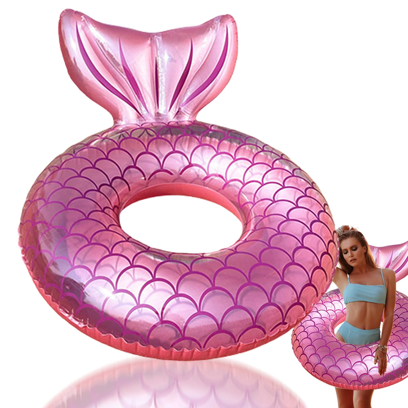 Anillo de natación Inflable en Forma de corazón de Sirena para niños, Adultos,