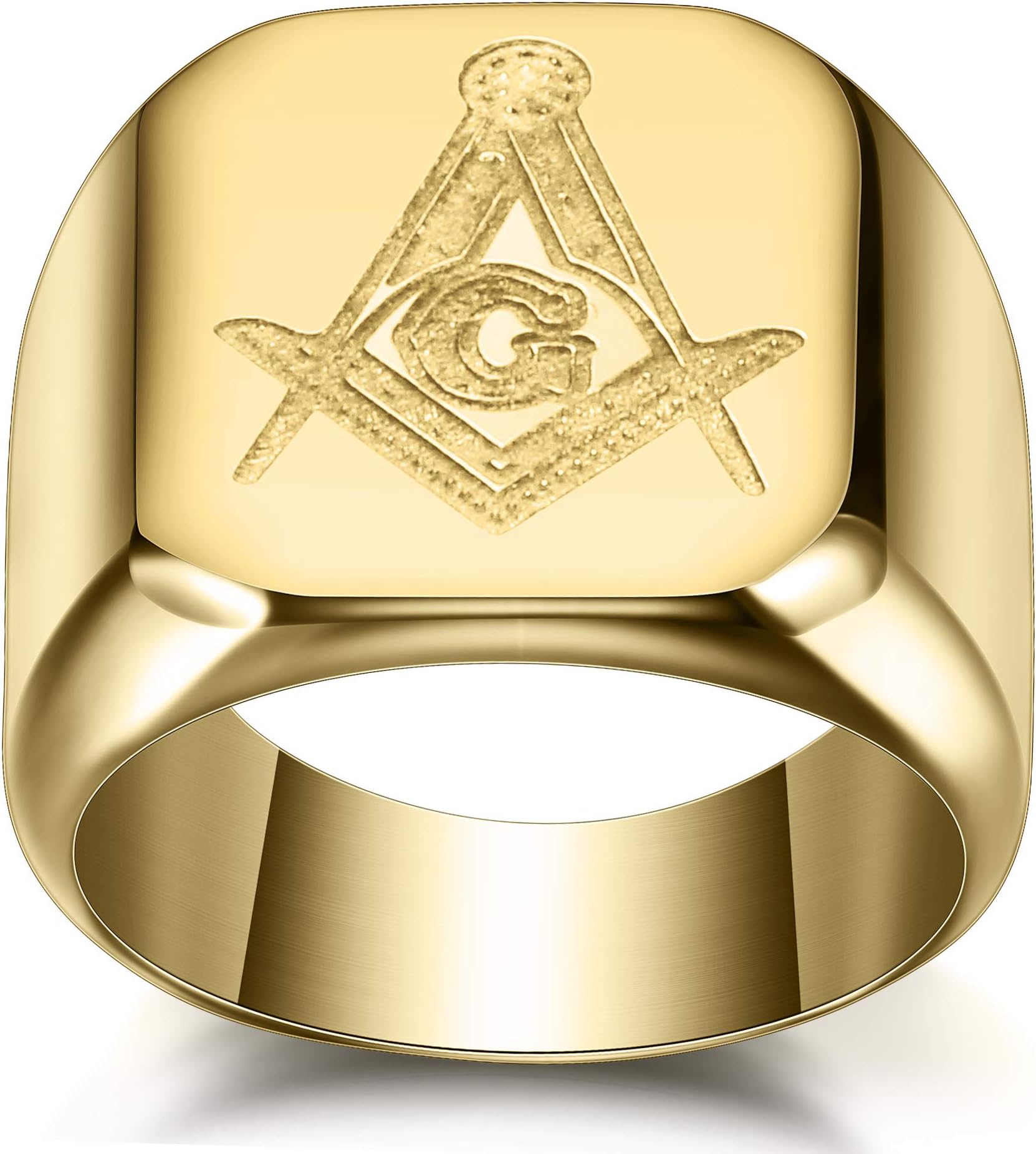 VQYSKO Stainless Steel Masonic Signet Ring - Gold 10