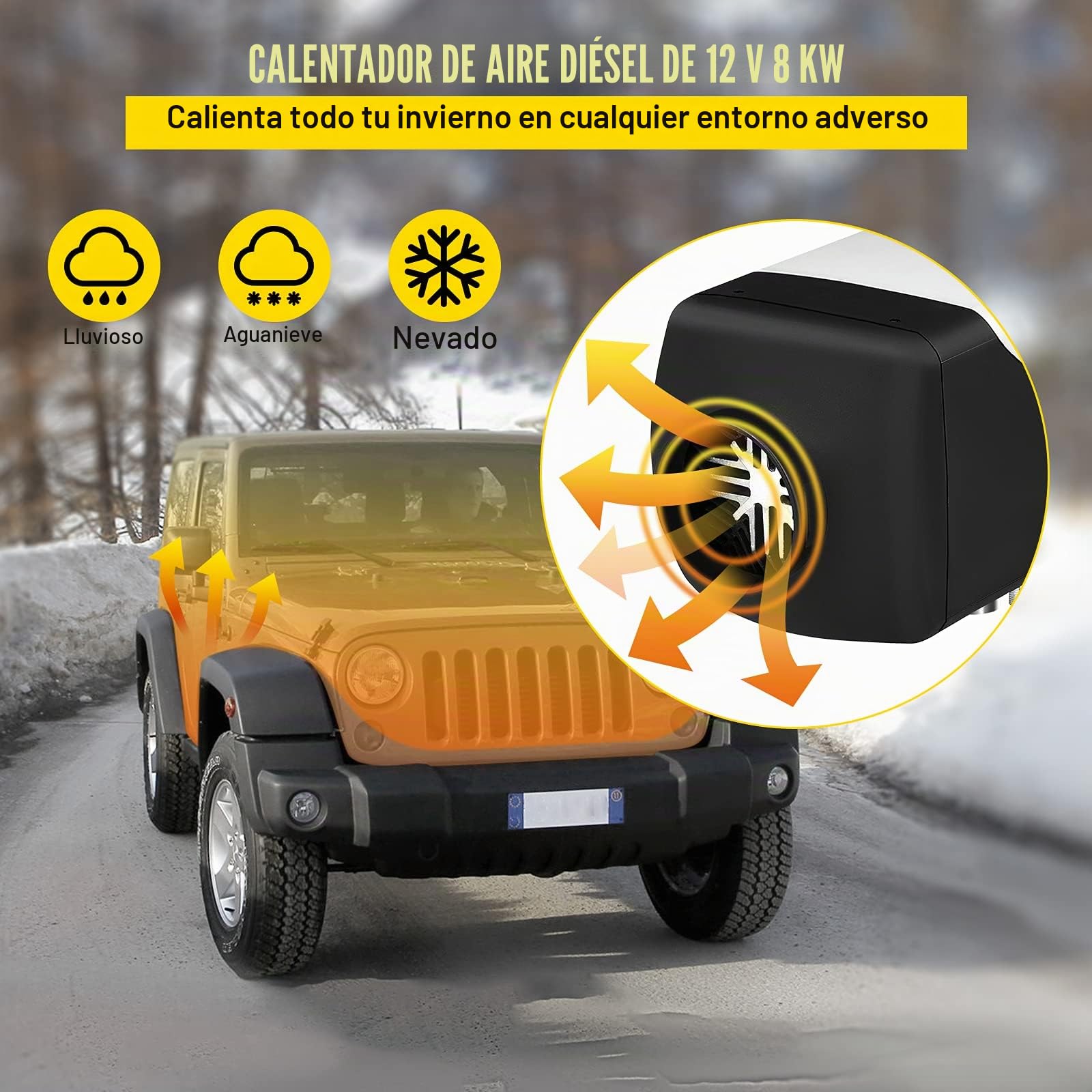 FlowerW Calentador de Aire Diesel 12V 8KW Calentador de Combustible Calefacción Estacionaria Diesel Calentador Coche Diesel con Interruptor LCD, Blanco y Negro