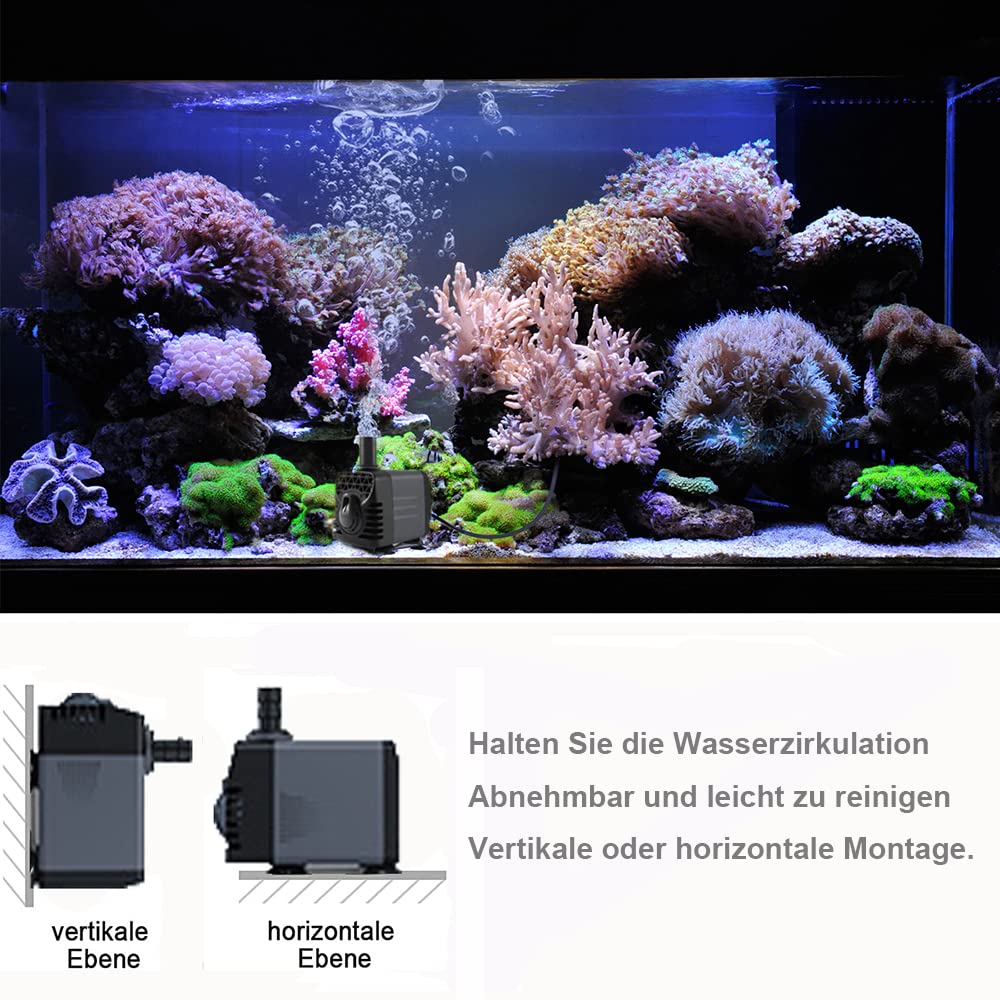 Pompa Sommersa Ankway Per Laghetto E Acquario - 160GPH, 2 Ugelli, Tubo Incluso 1 Metro - Foto 9