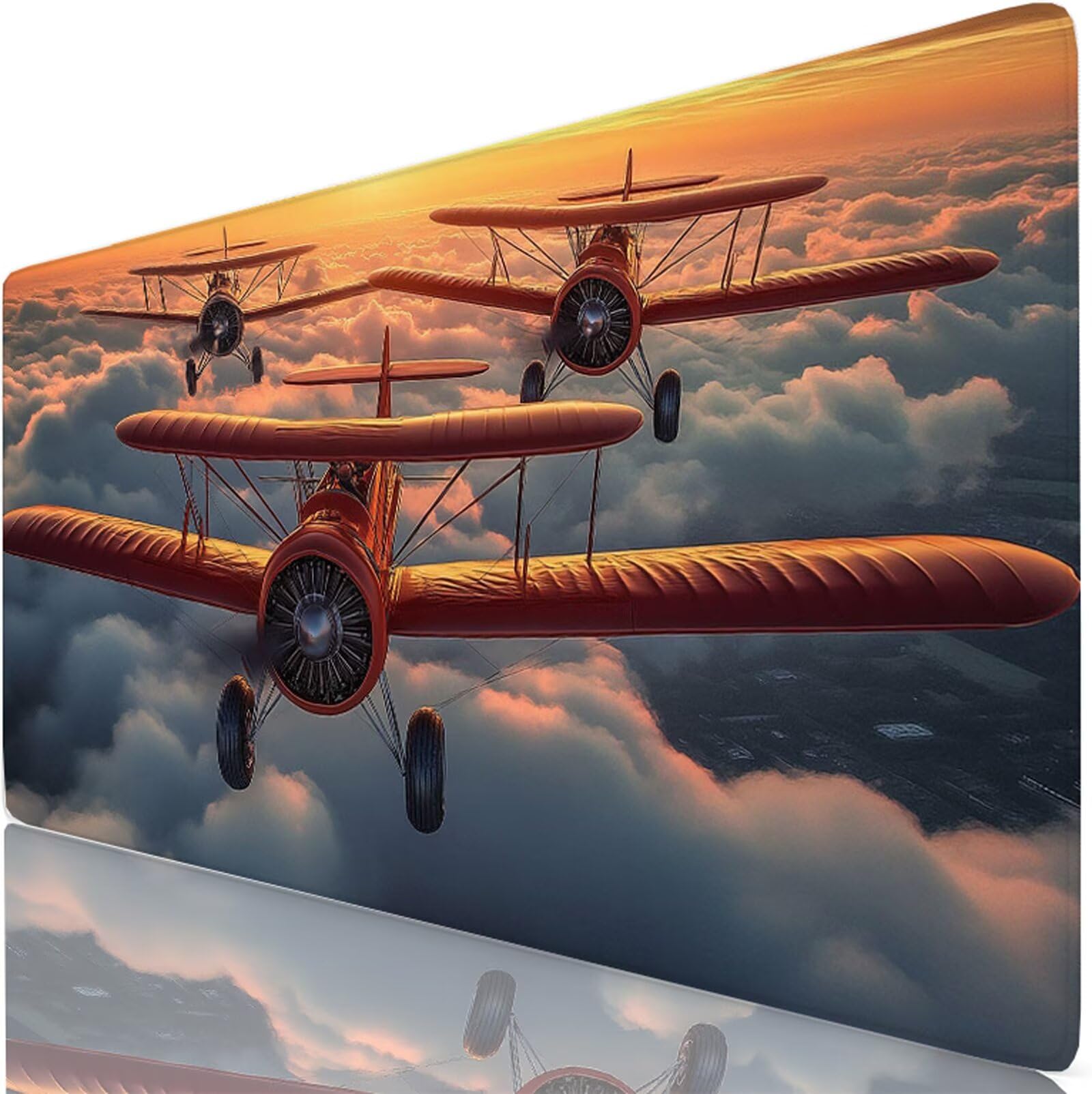 Tappetino Mouse Rosso Tappetino Mouse XXL 150x80 cm Mouse Pad Aereo Sottomano Scrivania Ufficio Grande, Mousepad Gaming Antiscivolo Impermeabile, Tappeto per Computer e Tastiera, Gamer, Regalo W6-855