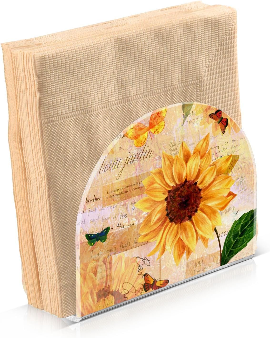 Vintage Sunflower and Butterfly Napkin Holder, Acrylic